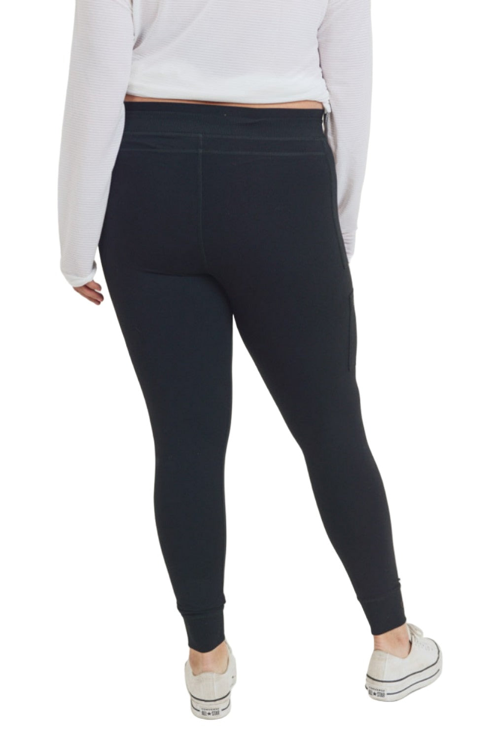 Mono B Fitted Cargo Pant AP1748 and Plus - Black - Back View