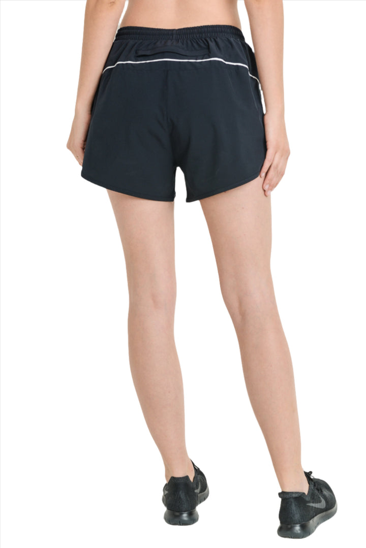 Mono B Striped Detail Active Dolphin Shorts AP2005 and Plus - Black - Back View