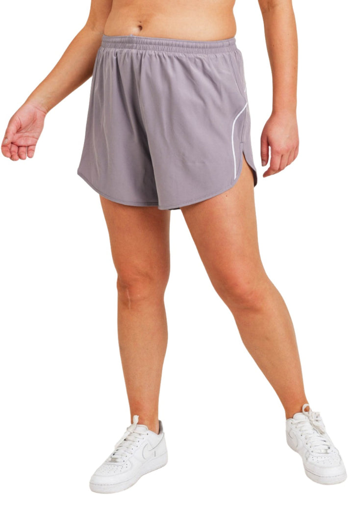 Mono B Striped Detail Active Dolphin Shorts AP2005 and Plus - Nirvana - Front View