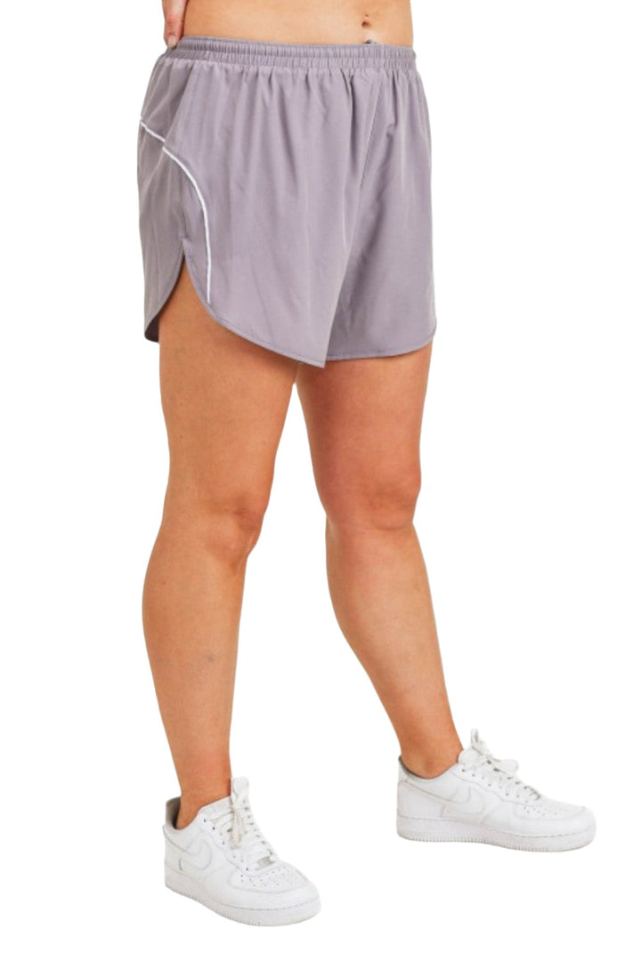 Mono B Striped Detail Active Dolphin Shorts AP2005 and Plus - Nirvana - Side View