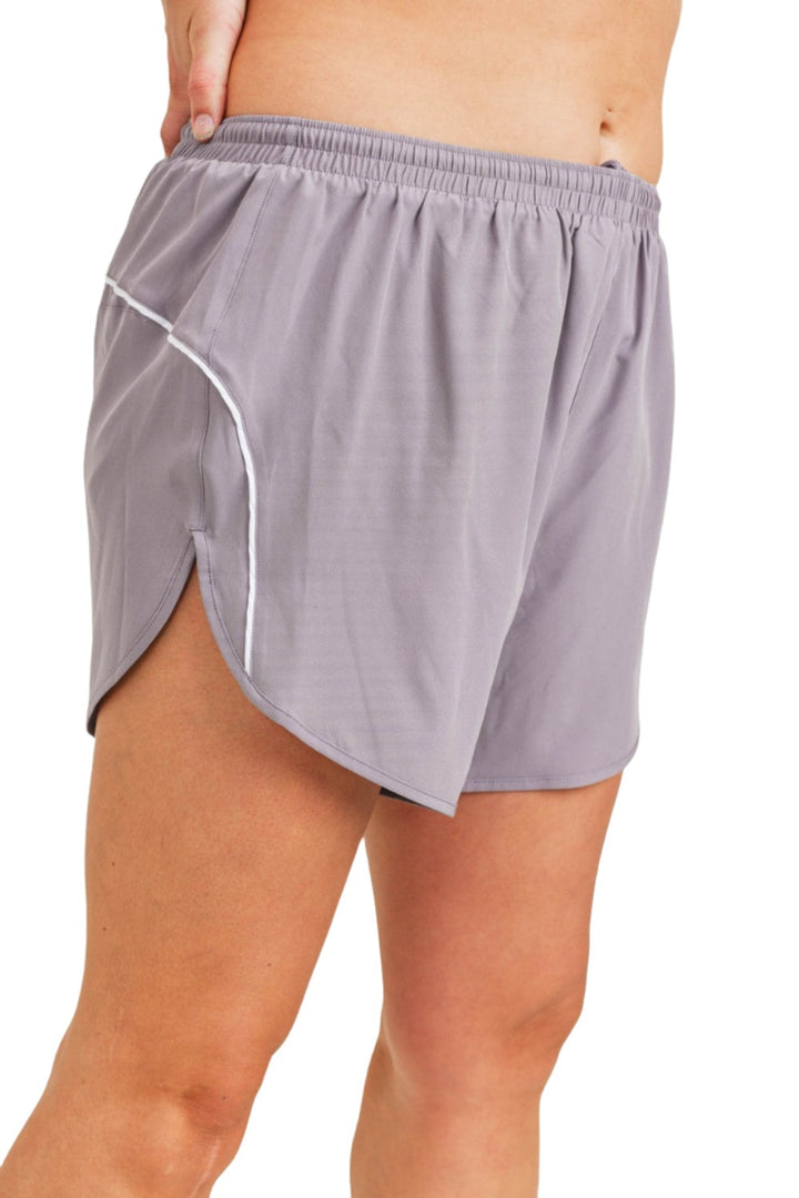 Mono B Striped Detail Active Dolphin Shorts AP2005 and Plus - Nirvana - Side View