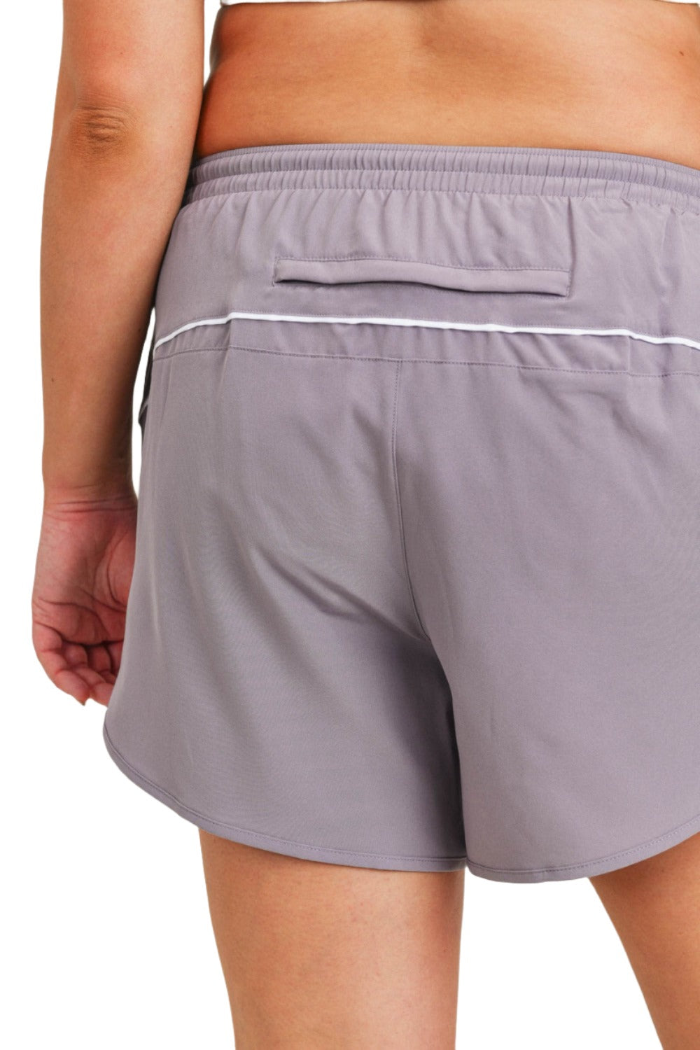 Mono B Striped Detail Active Dolphin Shorts AP2005 and Plus - Nirvana - Rear View