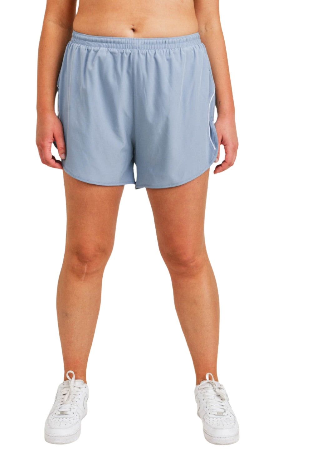 Mono B Striped Detail Active Dolphin Shorts AP2005 and Plus - Ocean 11 - Front View