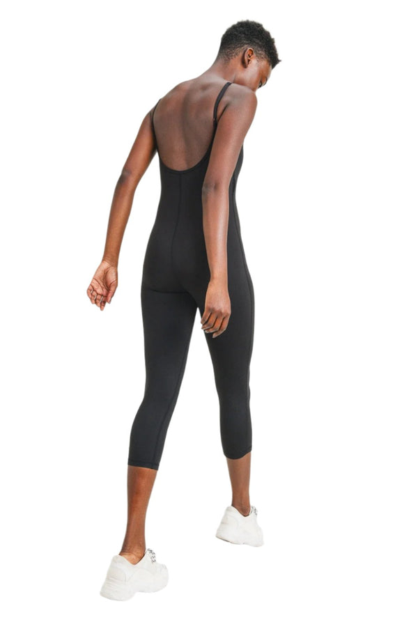 Mono B low back unitard 7/8 length - Black - Back Side Full View