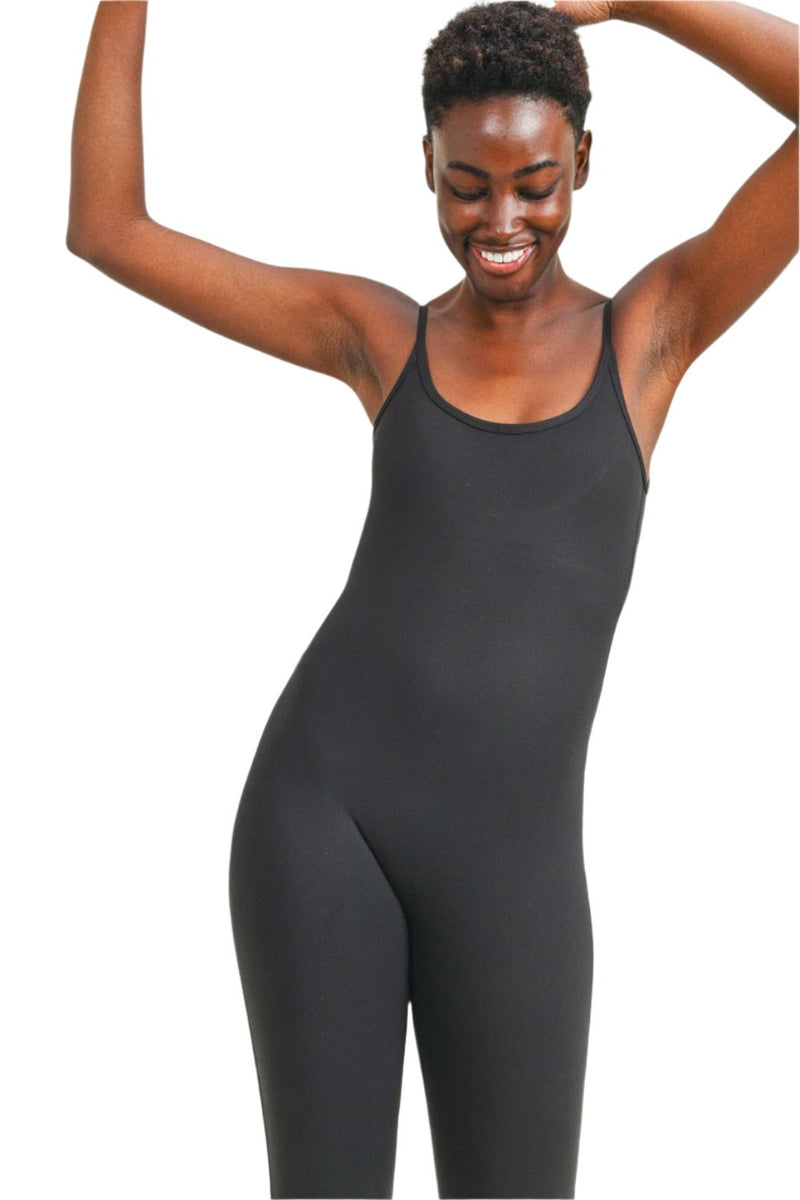 Mono B low back unitard 7/8 length - Black - Front View