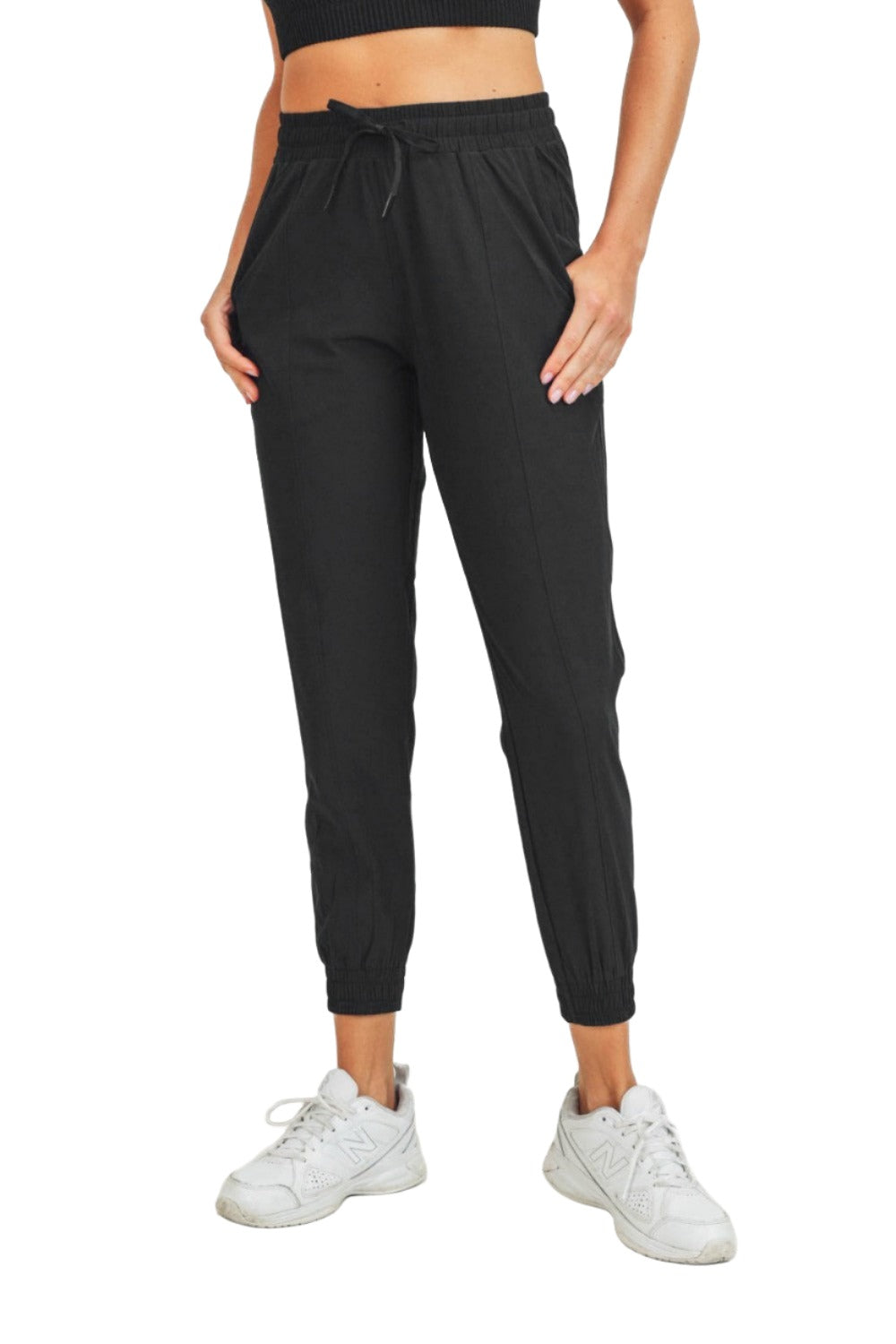 Mono B Essential Athleisure Joggers AP7033 - Black - Front View2