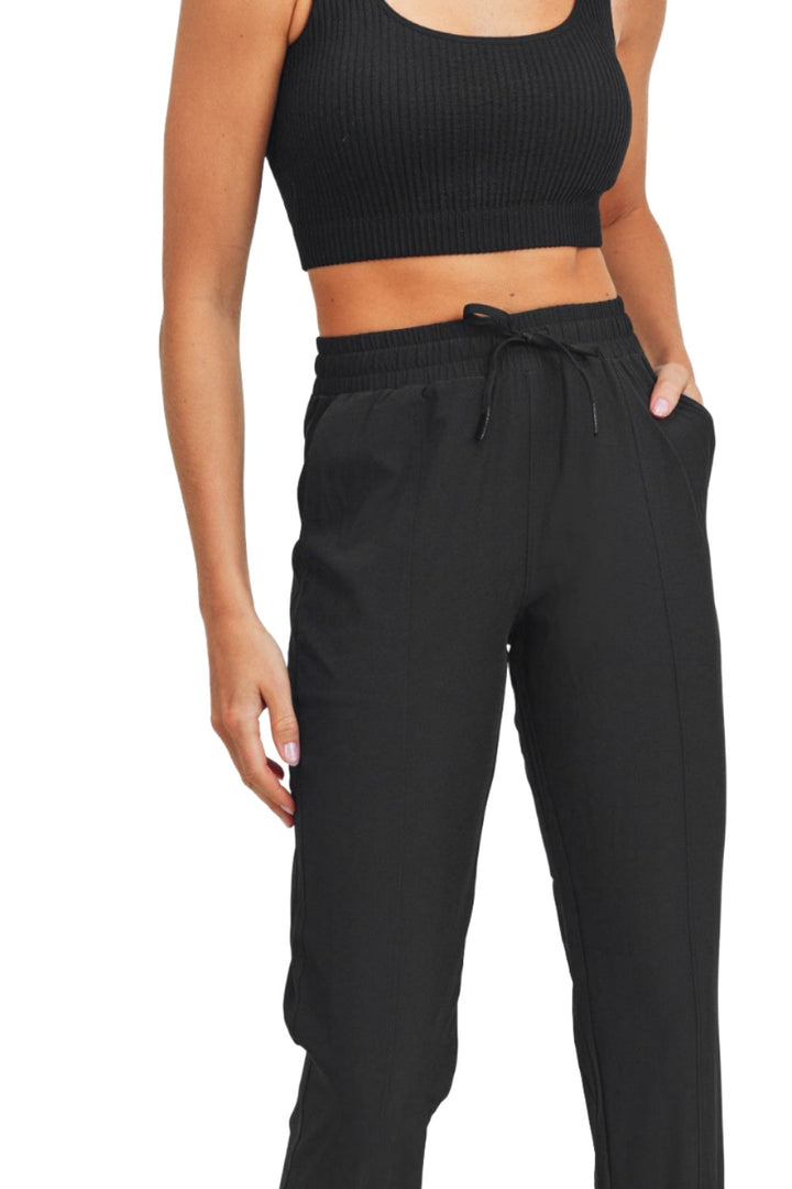Mono B Essential Athleisure Joggers AP7033 - Black - Rear View