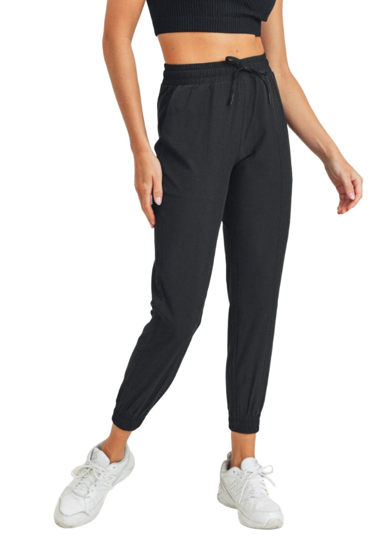 Mono B Essential Athleisure Joggers AP7033 - Black - Front View