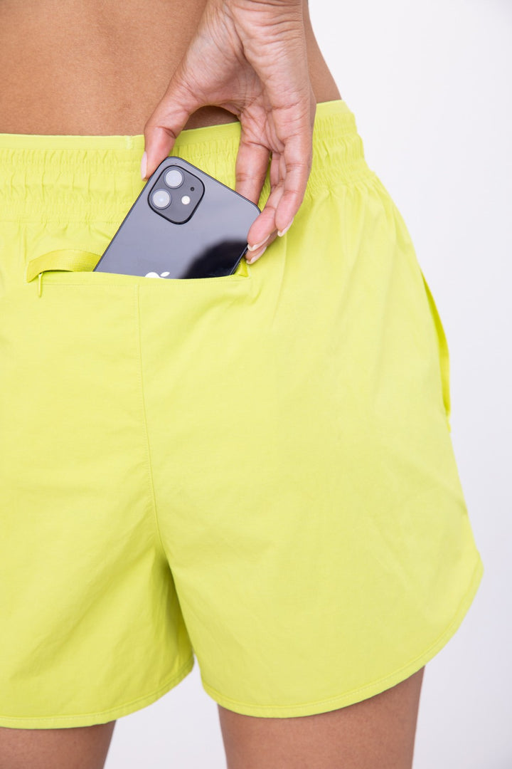 Mono B Toggle Drawstring Shorts AP7043 - Lettuce - Rear View