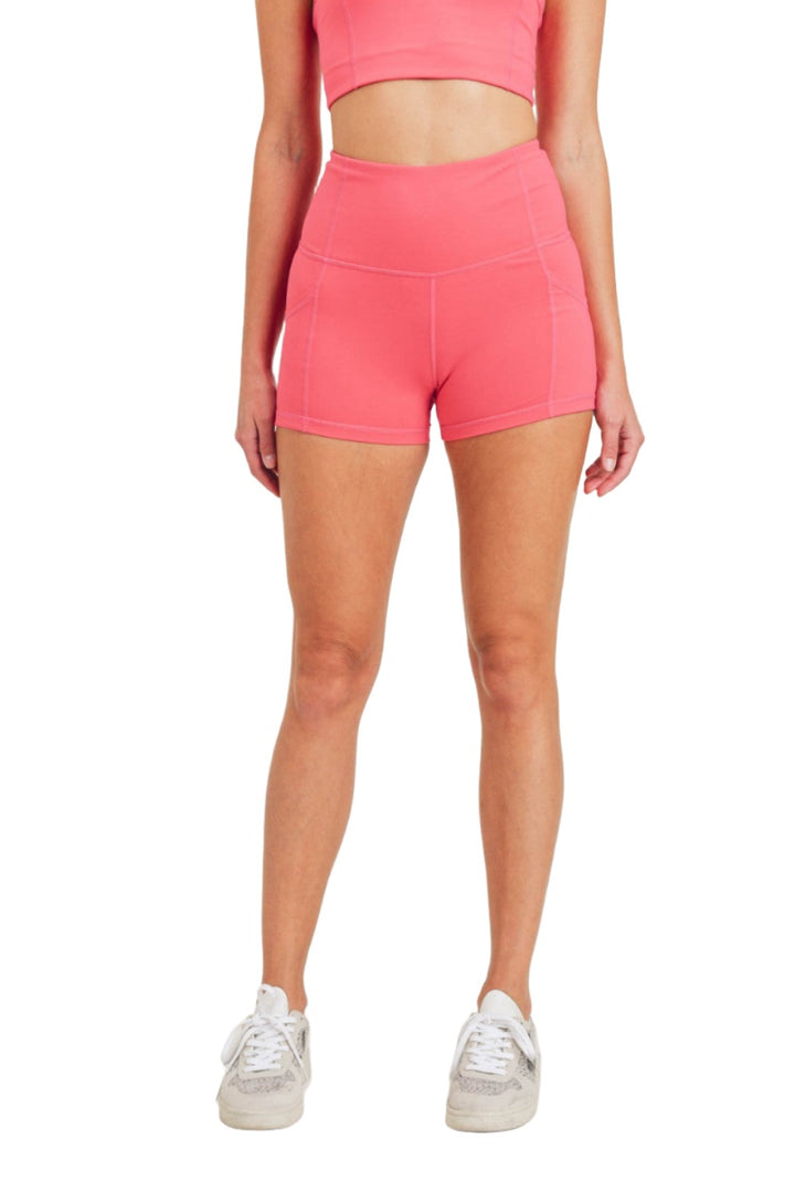Mono B Essential High waist Athleisure Shorts APH-A0325 - Pink - Front View