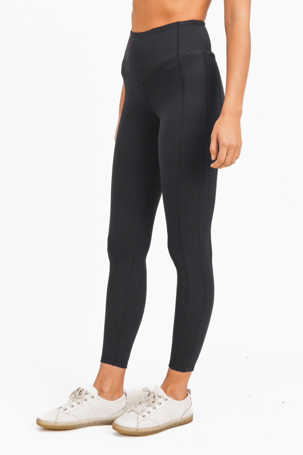 Mono B BRONZE - Side Panel V-Band High Waist Leggings APH-A0326 - Black - Side View