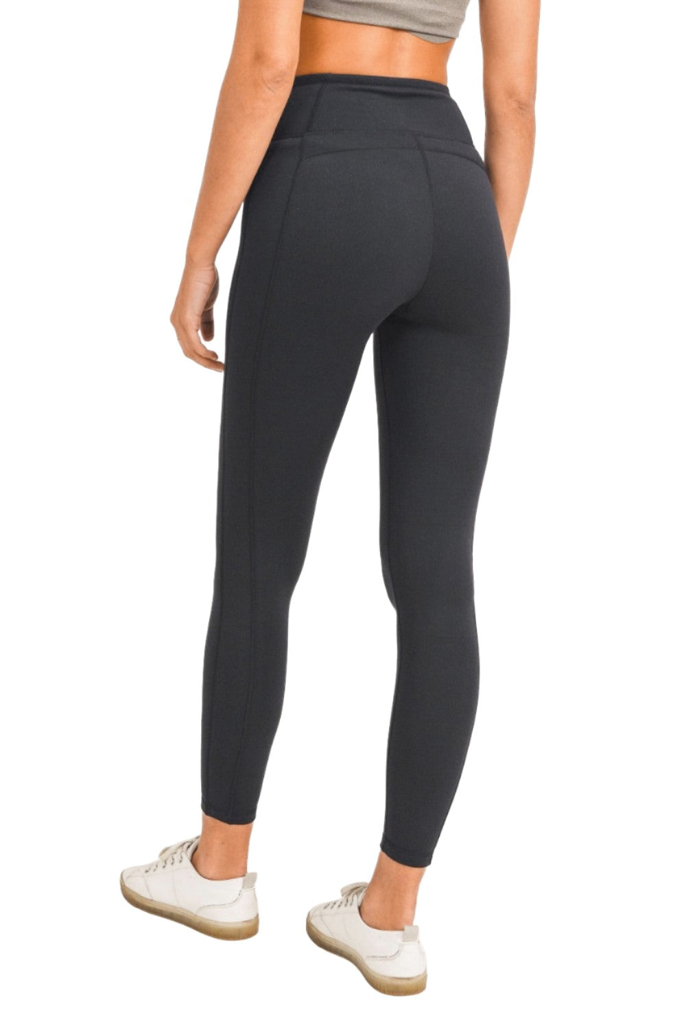 Mono B BRONZE - Side Panel V-Band High Waist Leggings APH-A0326 - Black - Side View