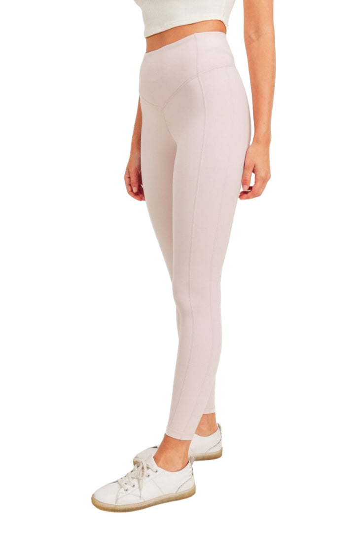 Mono B BRONZE - Side Panel V-Band High Waist Leggings APH-A0326 - Light Pink - Side View