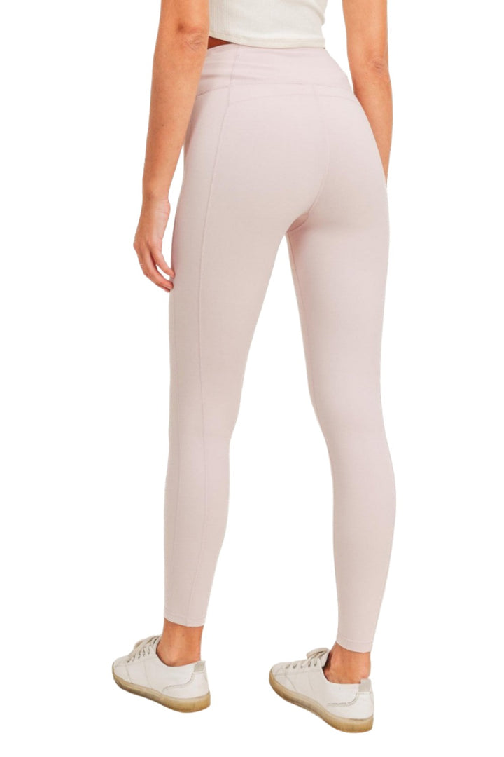 Mono B BRONZE - Side Panel V-Band High Waist Leggings APH-A0326 - Light Pink - Back View