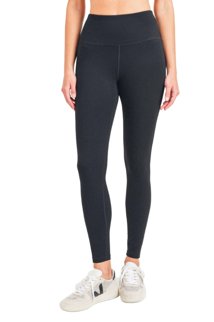 Mono B Bronze - TACTEL-Lycra High-Impact Leggings APH-A034 - Black - Front View