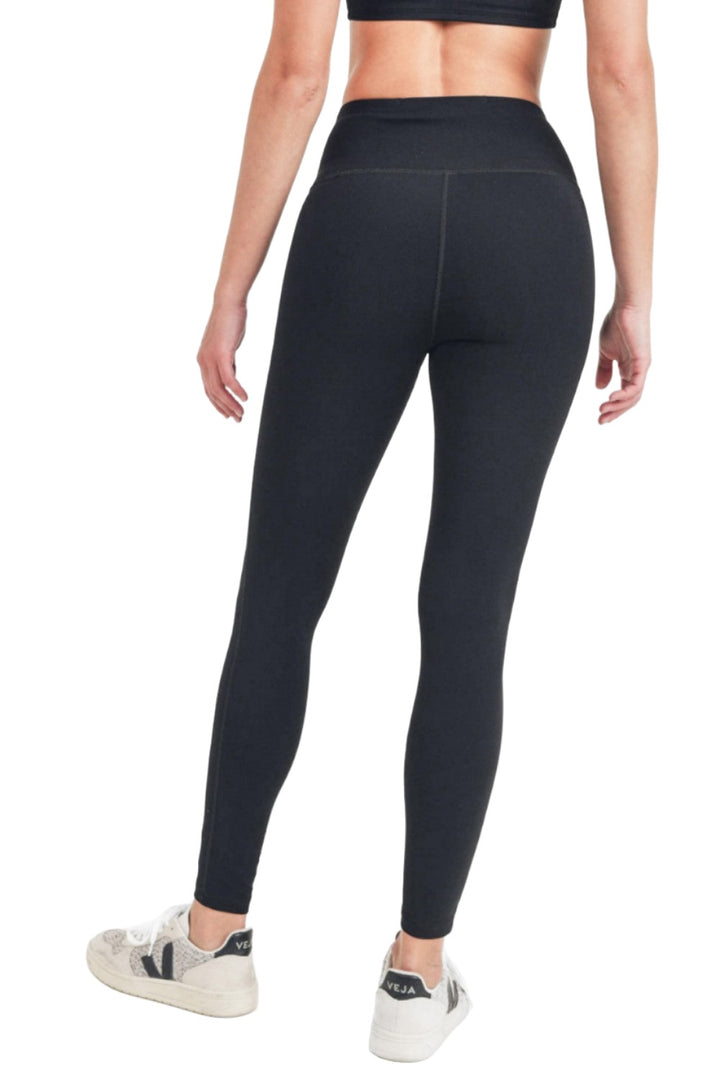 Mono B Bronze - TACTEL-Lycra High-Impact Leggings APH-A034 - Black - Back View