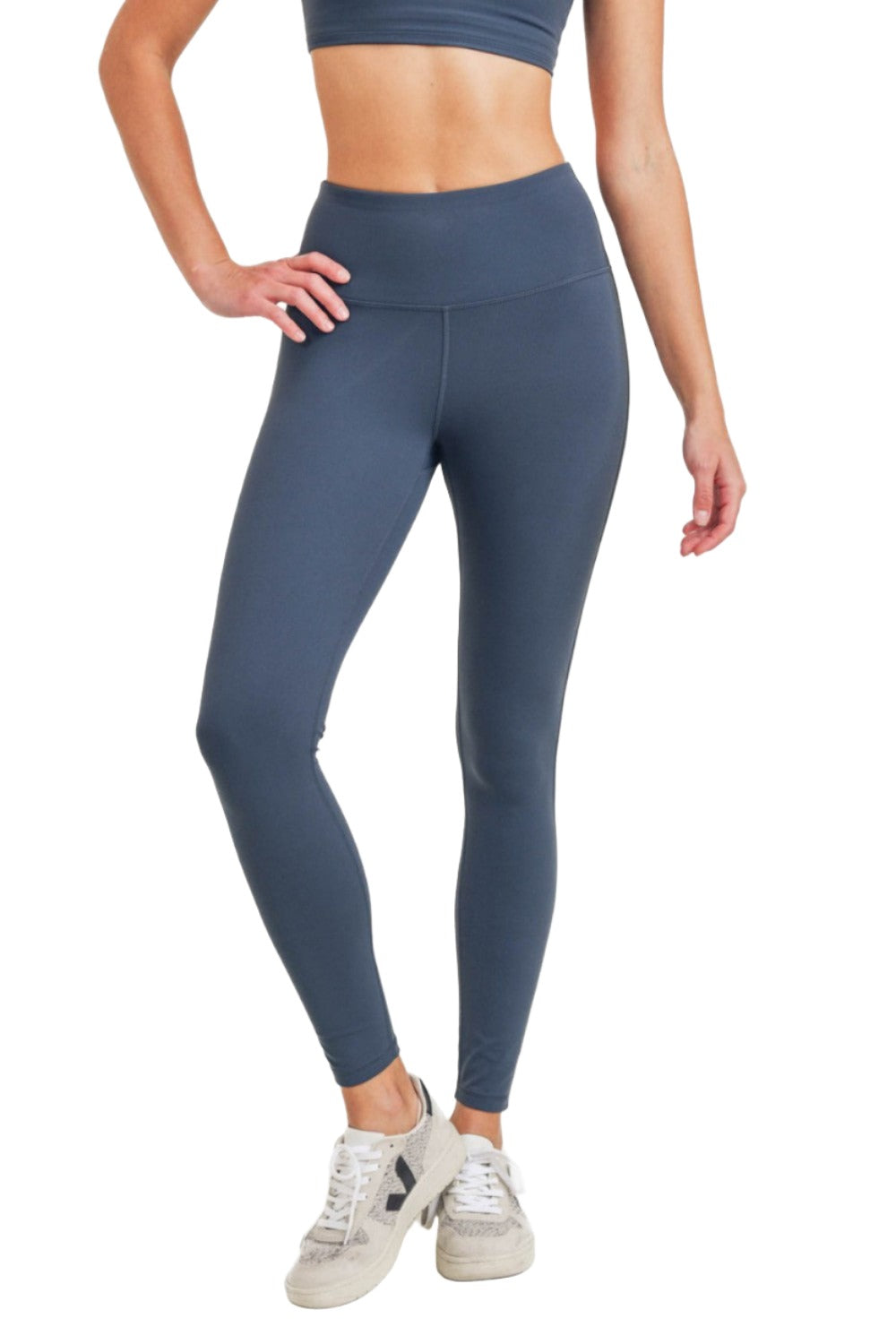 Mono B Bronze - TACTEL-Lycra High-Impact Leggings APH-A034 - Laguna Blue - Front View