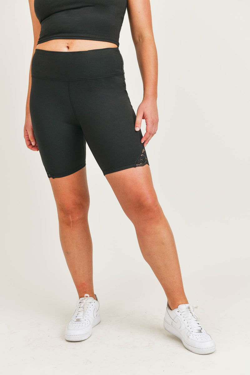 Mono B lace inset high waist Biker Shorts  APH-A0416 and Plus