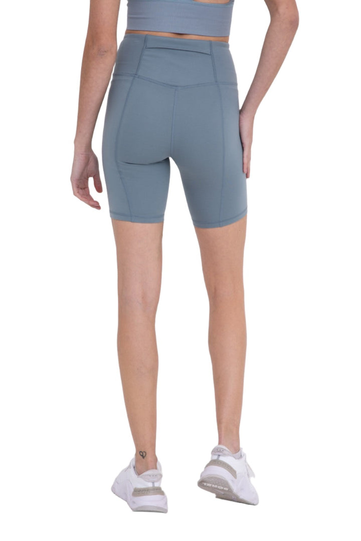 Mono B Back Pocket Sweetheart Highwaist Biker Shorts APH-A047 and Plus - Blue - Back View