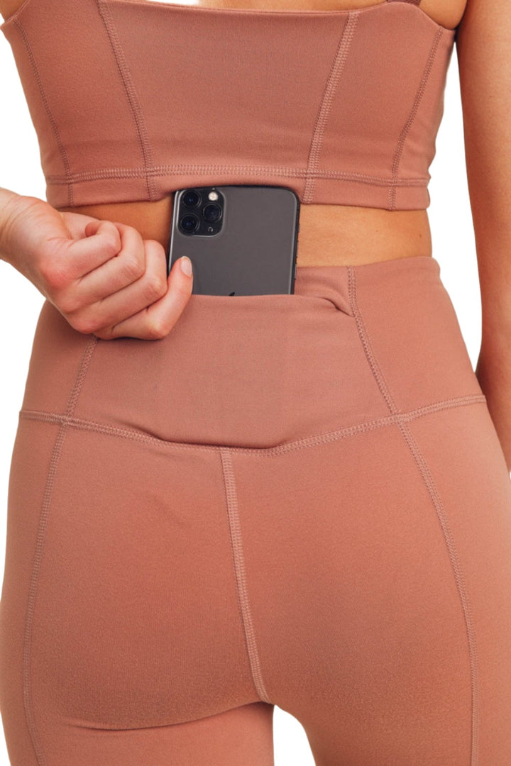 Mono B Back Pocket Sweetheart Highwaist Biker Shorts APH-A047 and Plus - Brindle - Rear View