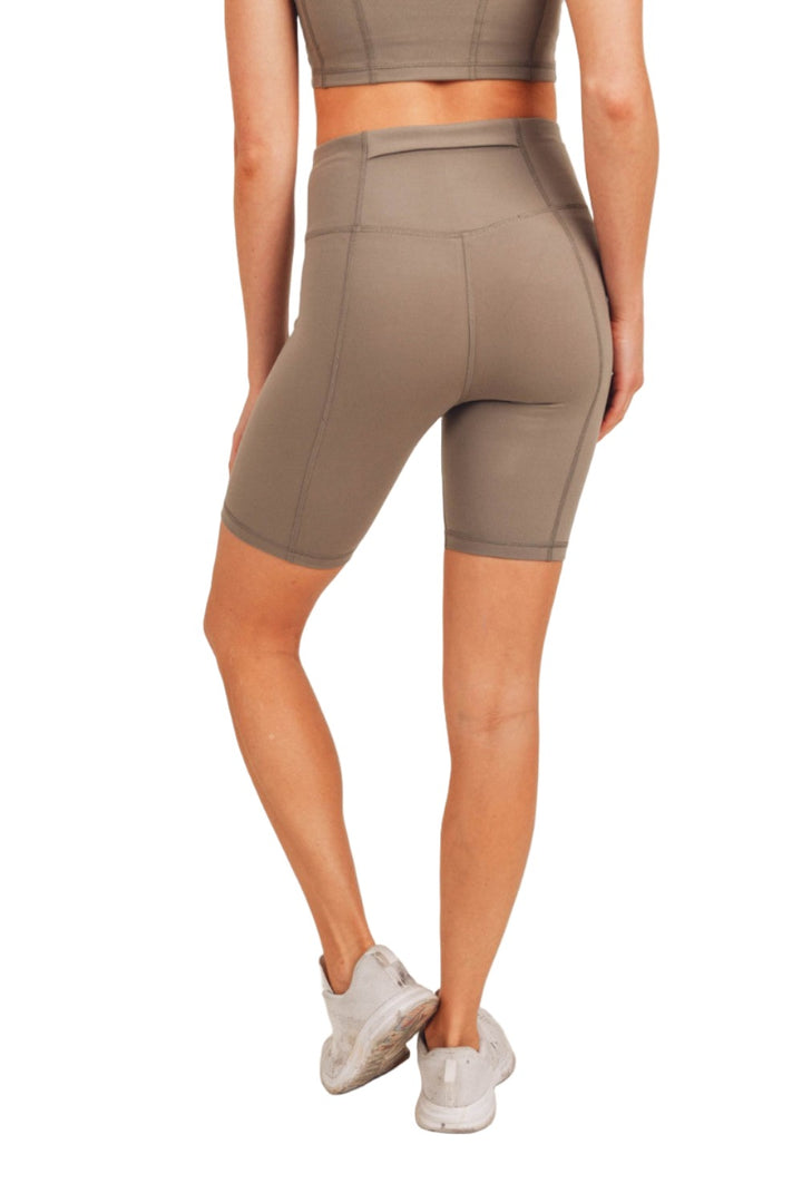 Mono B Back Pocket Sweetheart Highwaist Biker Shorts APH-A047 and Plus - Mocha - Back View