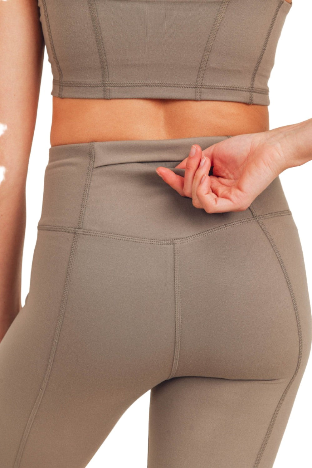 Mono B Back Pocket Sweetheart Highwaist Biker Shorts APH-A047 and Plus - Mocha - Rear View