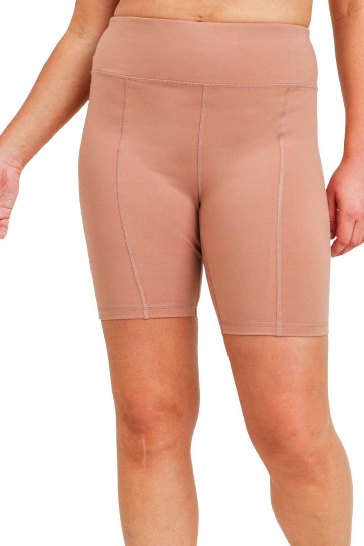 Mono B Back Pocket Sweetheart Highwaist Biker Shorts APH-A047 and Plus - Brindle - Front View