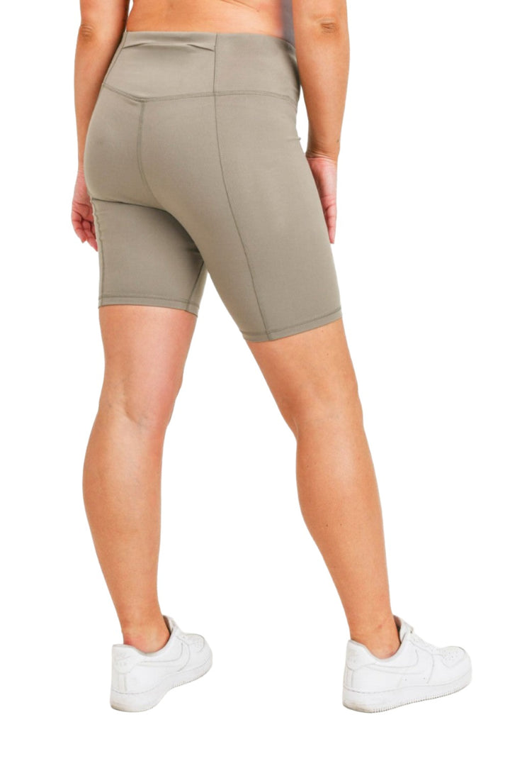 Mono B Back Pocket Sweetheart Highwaist Biker Shorts APH-A047 and Plus - Mocha - Side View