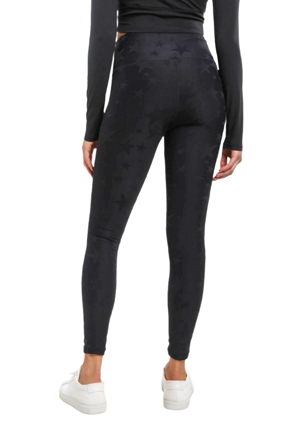 Mono B Seeing Stars High Waist Leggings APH-A0666 and Plus - Black - Back View