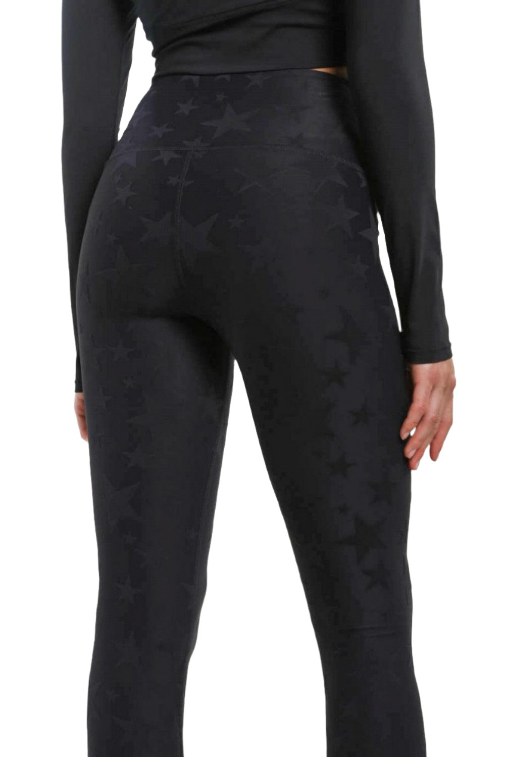 Mono B Seeing Stars High Waist Leggings APH-A0666 and Plus - Black - Back Rear View