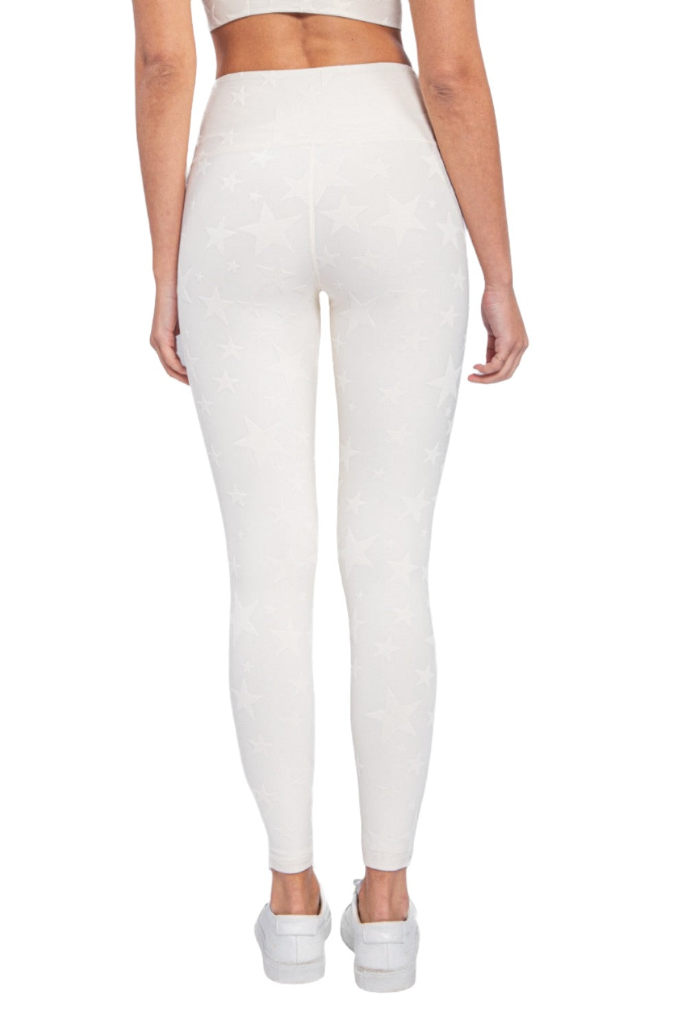 Mono B Seeing Stars High Waist Leggings APH-A0666 and Plus - Natural - Back View