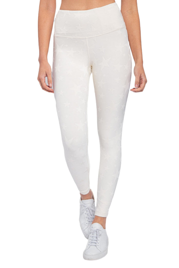 Mono B Seeing Stars High Waist Leggings APH-A0666 and Plus - Natural - Front View