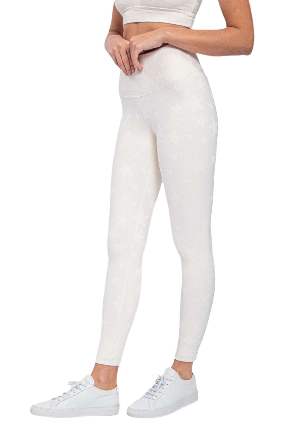 Mono B Seeing Stars High Waist Leggings APH-A0666 and Plus - Natural - Side View