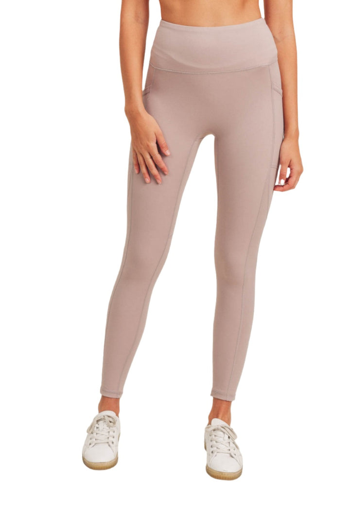 Mono B Newport No Front Seam Splice Swoop Highwaist Leggings APH-A0738 - Iris - Front View