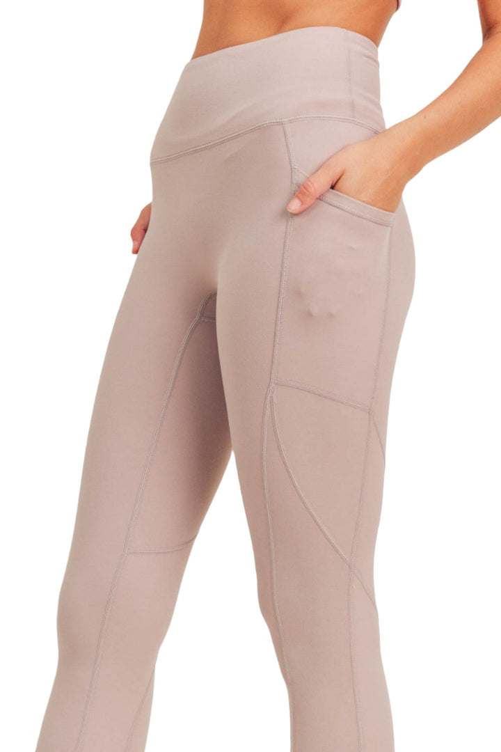Mono B Newport No Front Seam Splice Swoop Highwaist Leggings APH-A0738 - Iris - Rear View