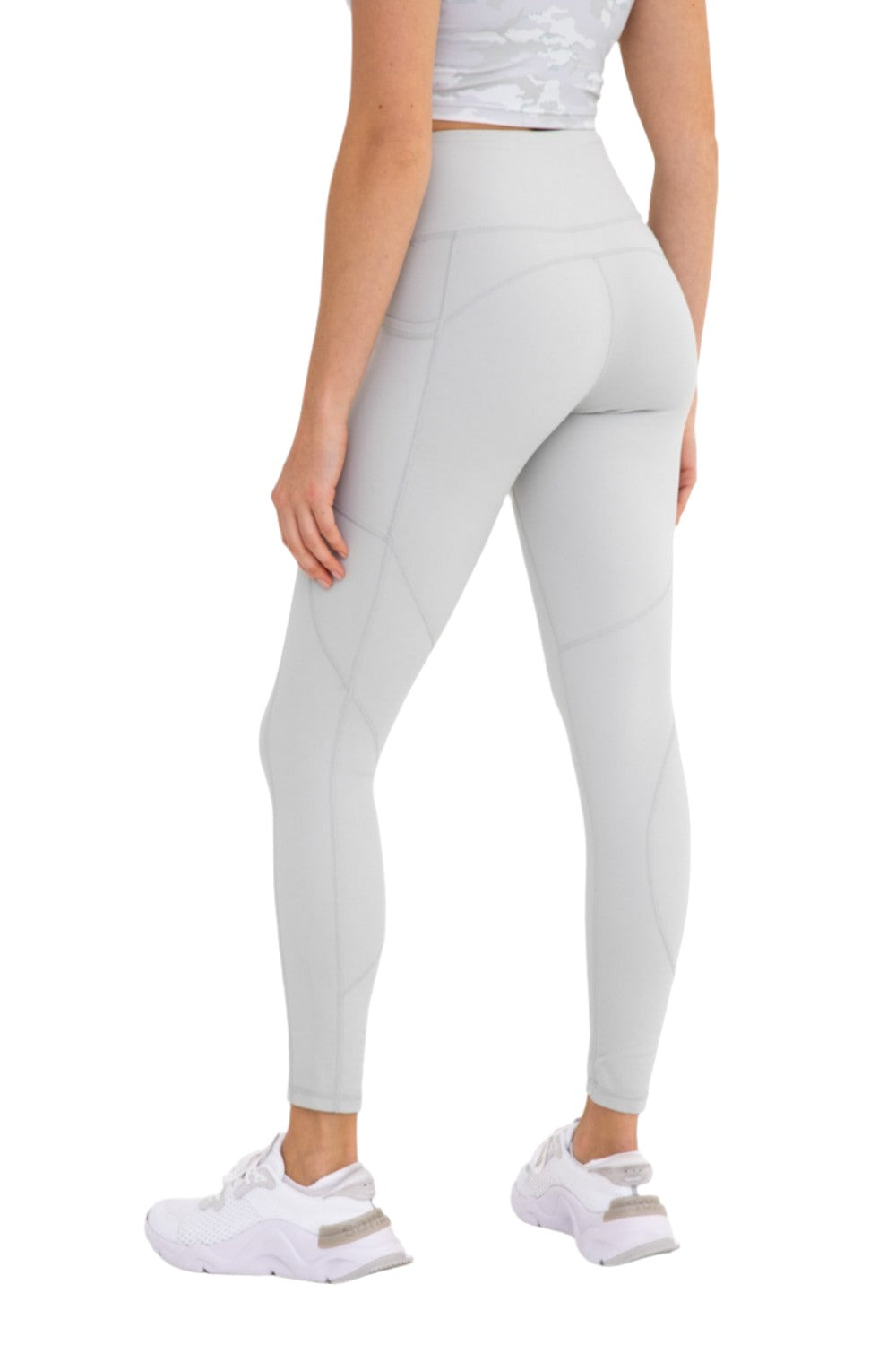 Mono B Newport No Front Seam Splice Swoop Highwaist Leggings APH-A0738 - Mist - Back Side View