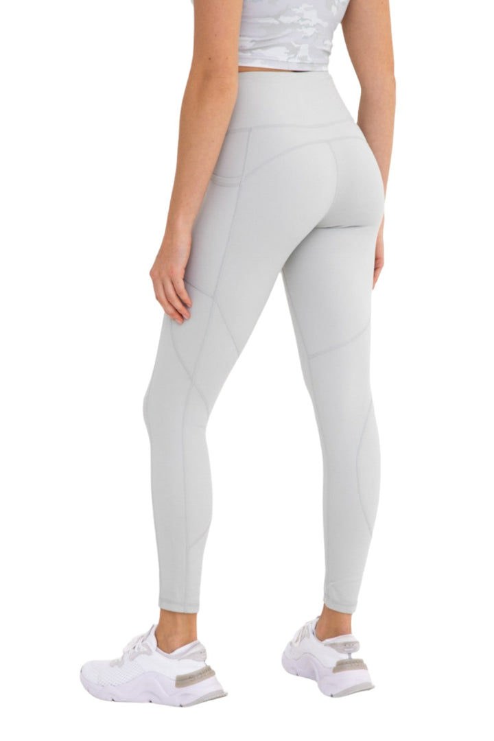 Mono B Newport No Front Seam Splice Swoop Highwaist Leggings APH-A0738 - Mist - Back Side View