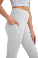 Mono B Newport No Front Seam Splice Swoop Highwaist Leggings APH-A0738 - Mist - Rear View