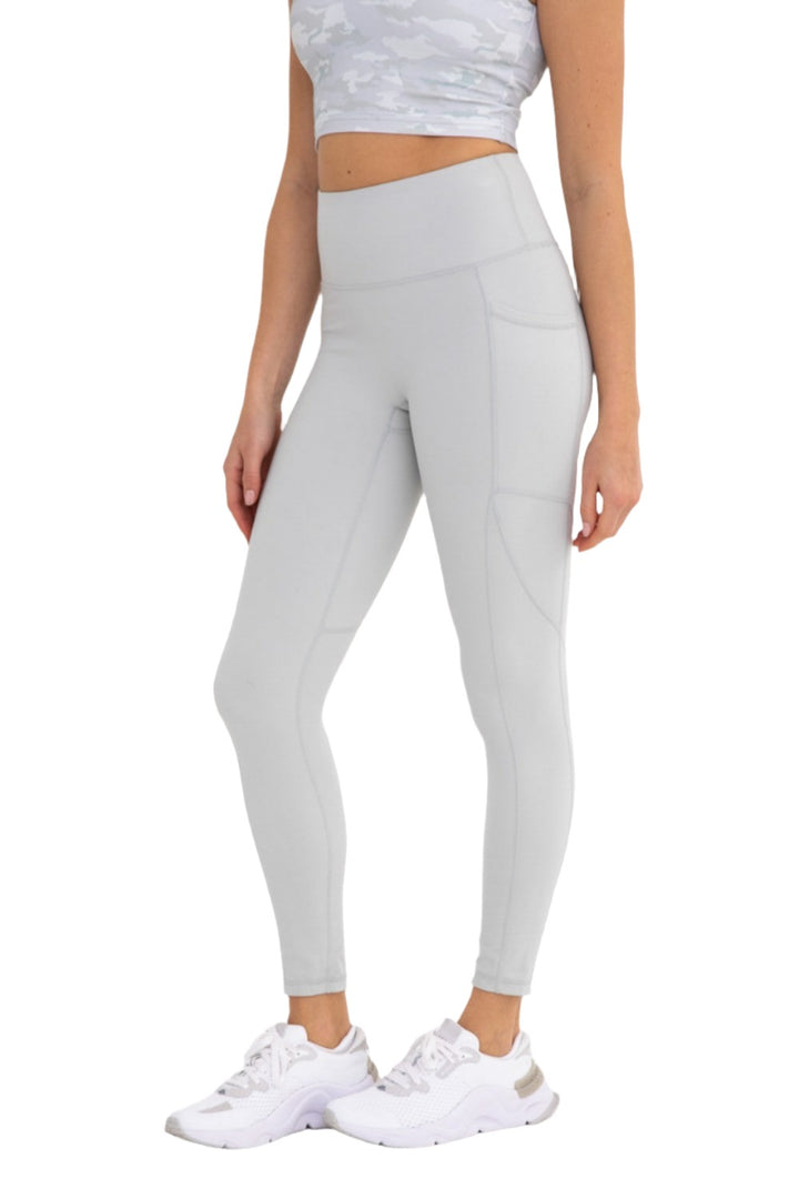 Mono B Newport No Front Seam Splice Swoop Highwaist Leggings APH-A0738 - Mist - Side View