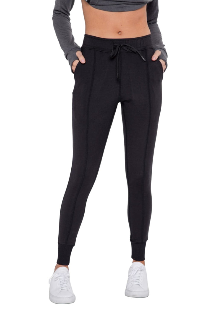 Mono B Mono B GREEN - Slim-Fit Paneled Joggers APH-A0760 And Plus - Black - Front View