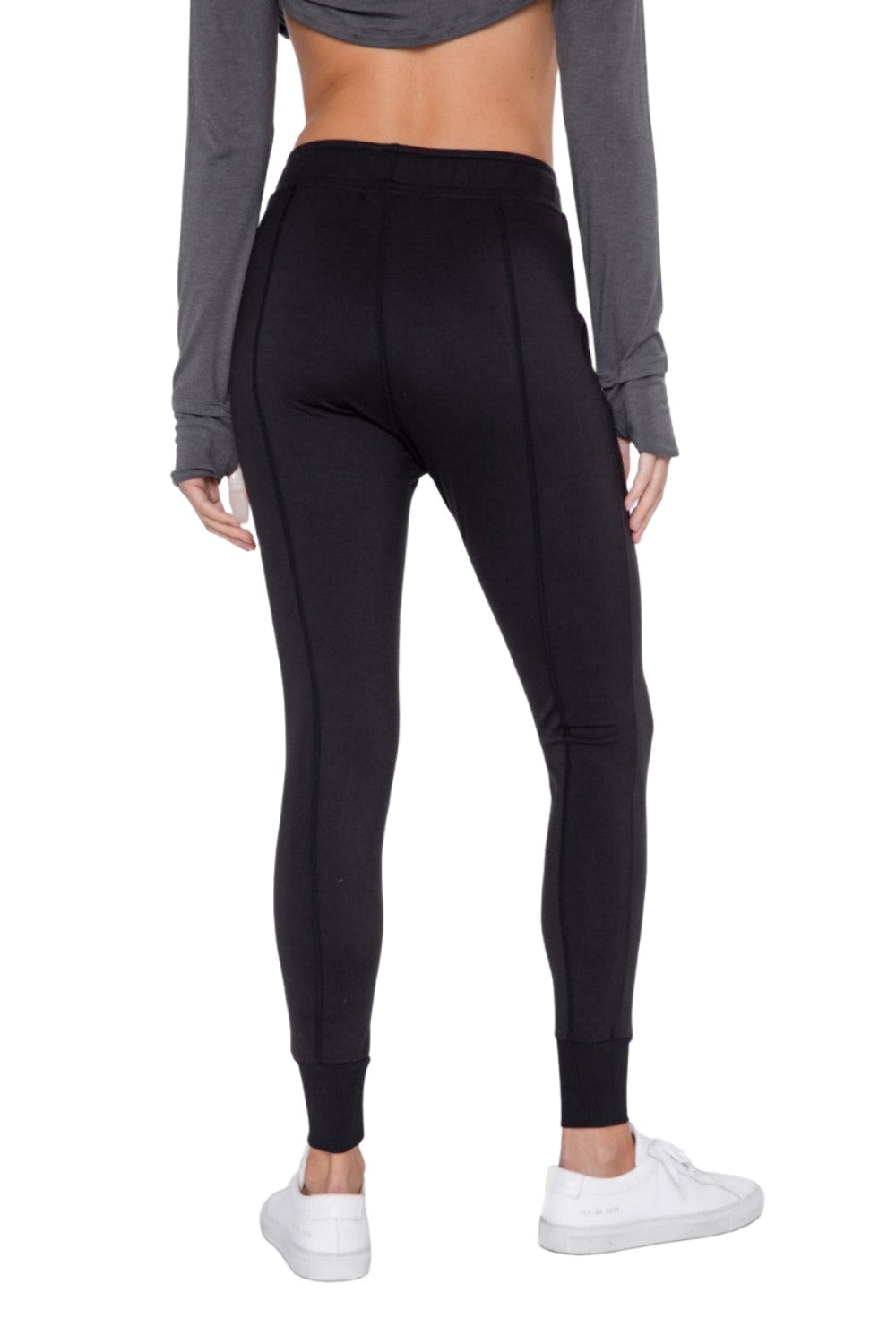 Mono B Mono B GREEN - Slim-Fit Paneled Joggers APH-A0760 And Plus - Black - Back View