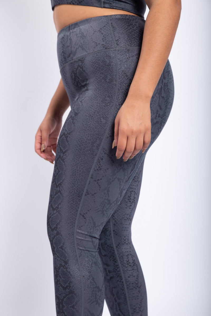 Mono B Shimmer Snake Foil High-Waisted Leggings APH-A0762 and Plus