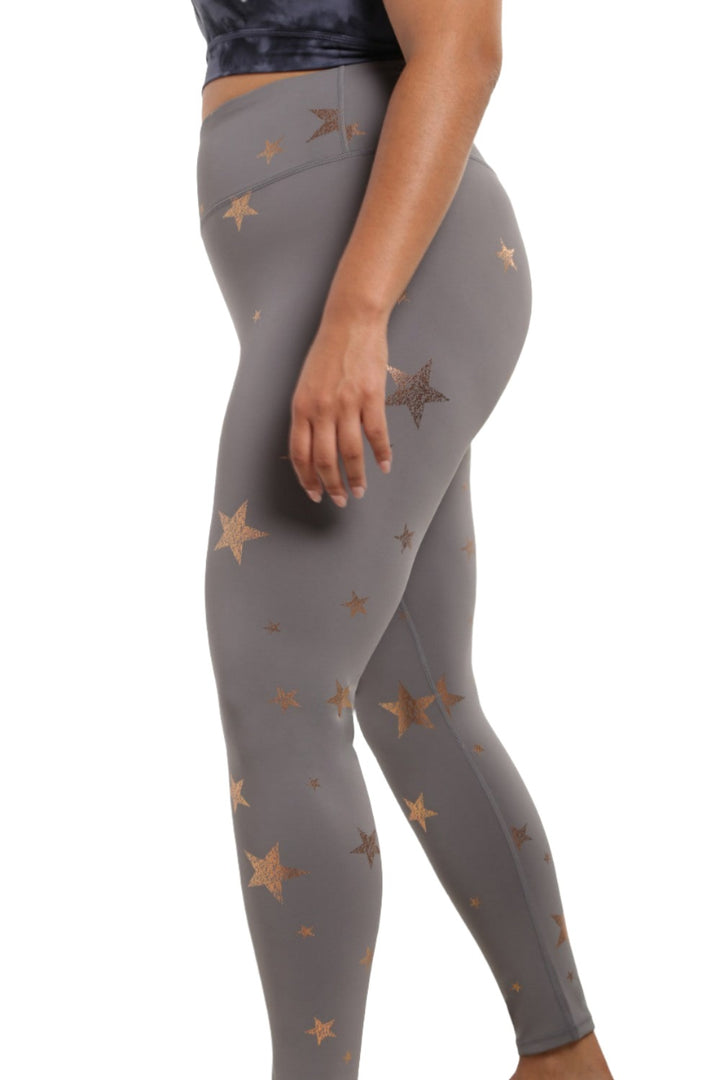 Mono B Starry Night Foil High-Waisted Leggings APH-A08135 and Plus - Copper Star - Side View