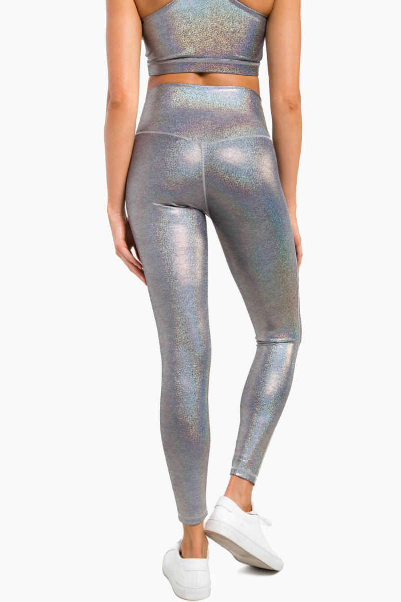 Mono B Holographic Glitter High-Waisted Leggings APH-A0868