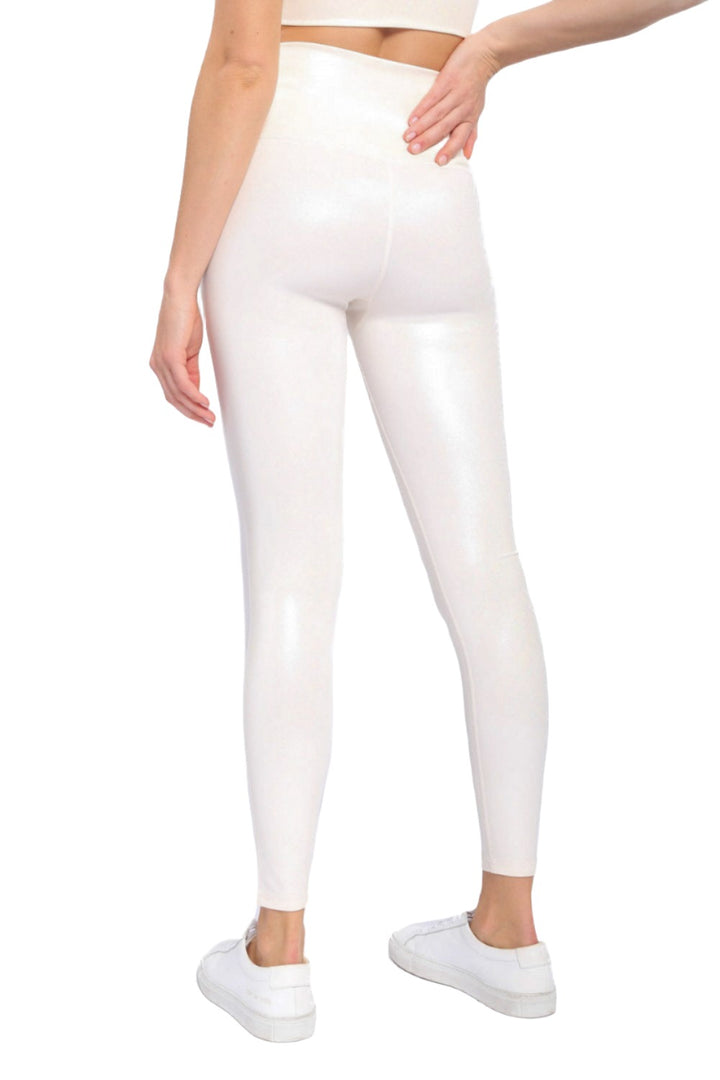 Mono B Mono B BRONZE - Pastel Foil High waisted Leggings APH-A0872 - Ivory Foil - Back View