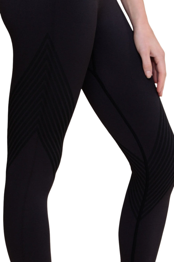 Mono B Seamless Striped High-Waist Leggings APH-A0888 - Charcoal - Rear View