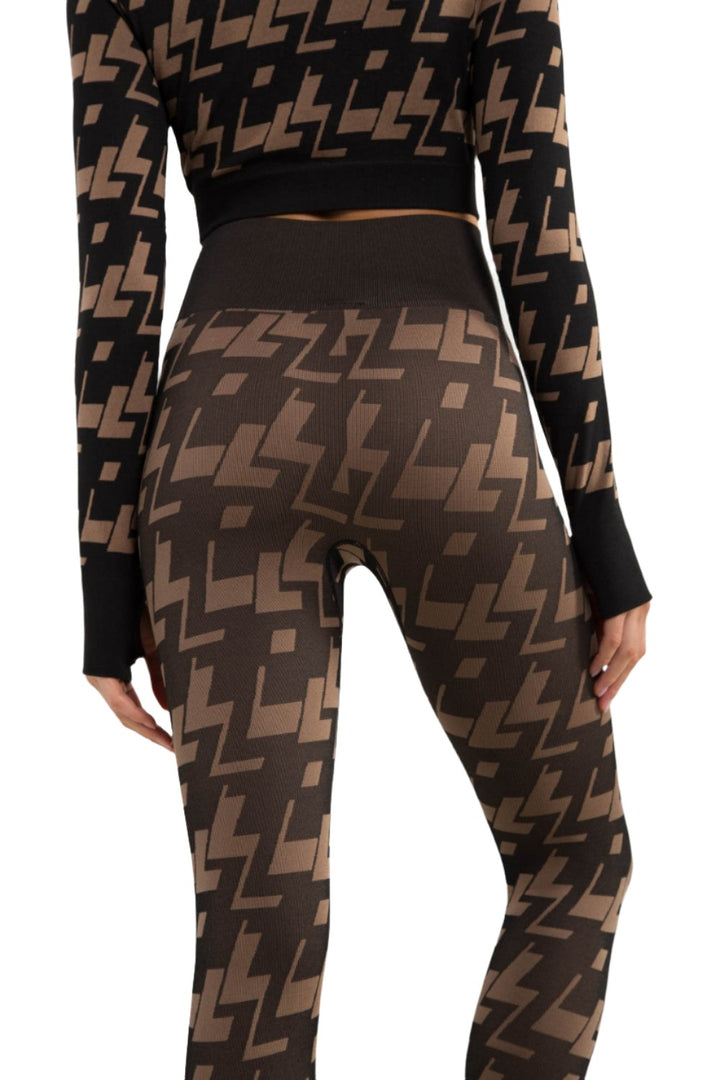 Mono B Seamless Geometric Print Leggings APH-A09101 - Brown - Back View