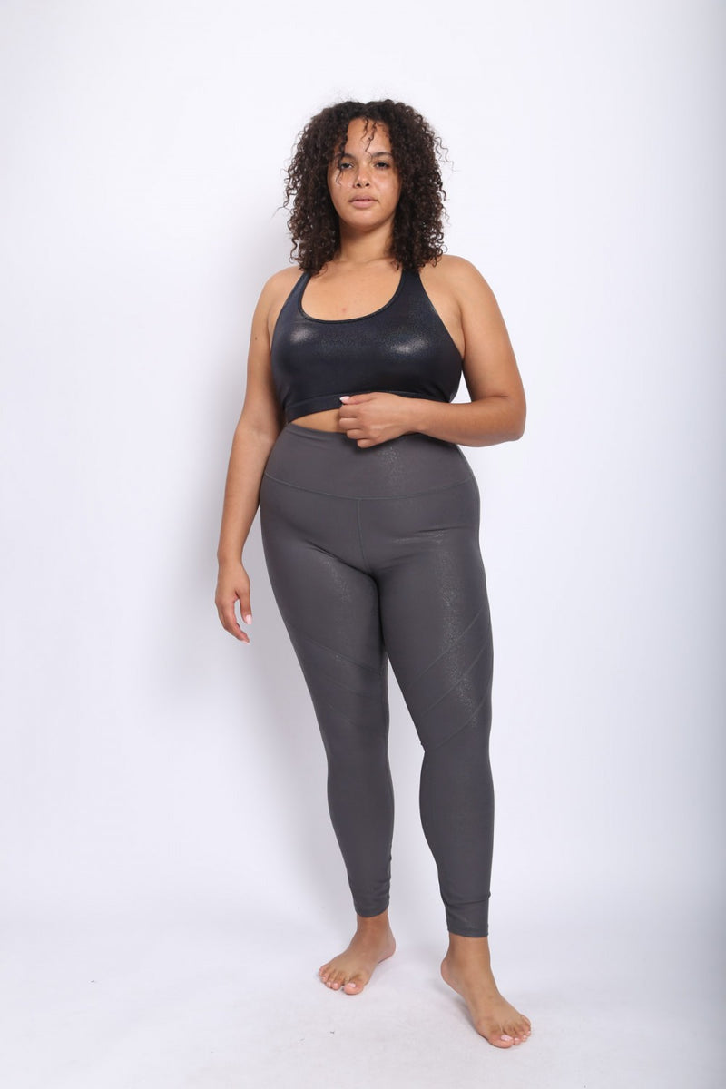 Mono B  High Waist Foil Leggings With Seam Details APH-A0950 and Plus