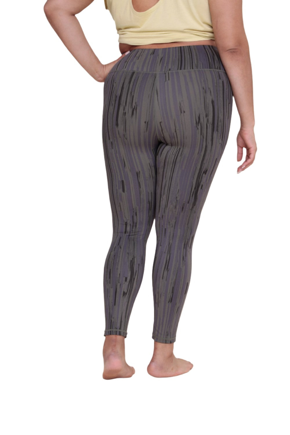 Mono B APH-A1119P Midnight Stripe High-Waist Leggings - Brown - Back View