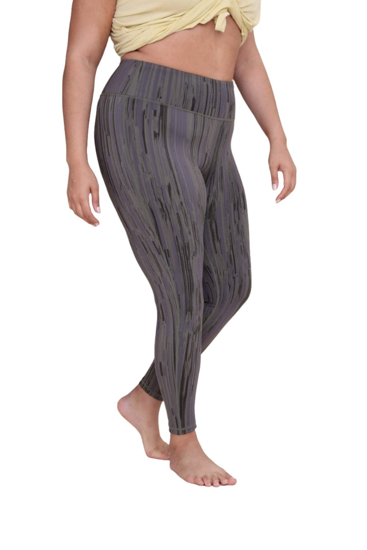 Mono B APH-A1119P Midnight Stripe High-Waist Leggings - Brown - Side View